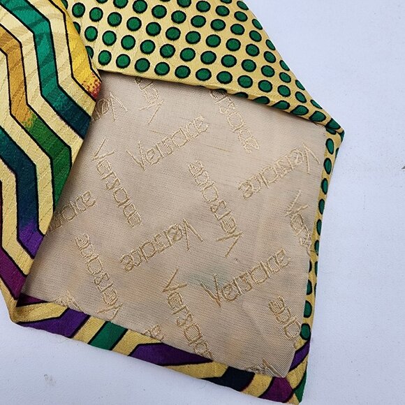 Gianni Versace 100% Silk Tie 1980's Geometric - Picture 5 of 5